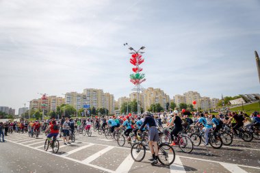 Belarus, Minsk - Mayıs 16.2018: Minsk, s Merkez sokaklarında