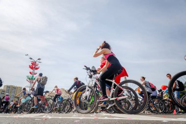 Belarus, Minsk - Mayıs 16.2018: Minsk, s Merkez sokaklarında