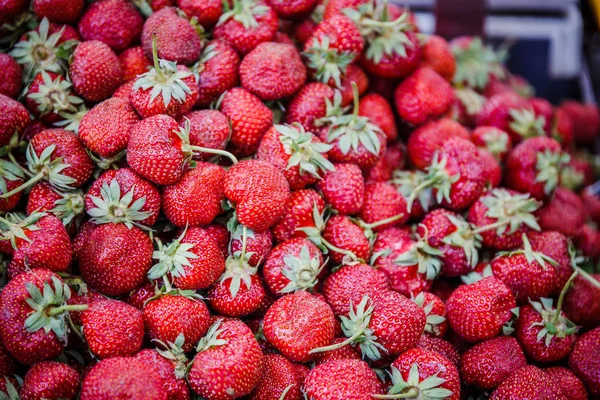 Canlı renkli kırmızı çilek meyve piyasada