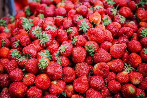 Canlı renkli kırmızı çilek meyve piyasada