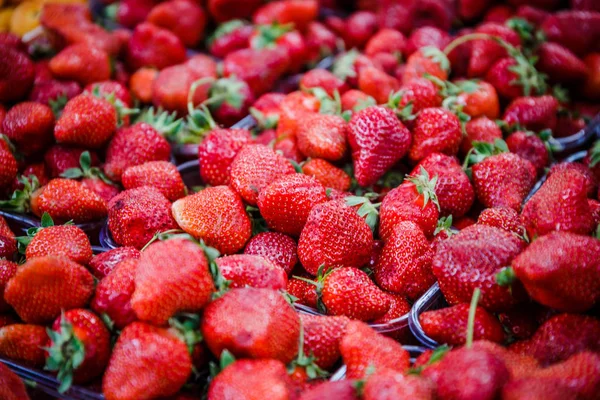 Canlı renkli kırmızı çilek meyve piyasada
