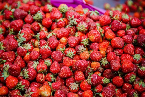 Canlı renkli kırmızı çilek meyve piyasada
