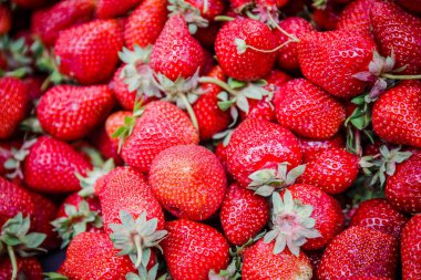 Canlı renkli kırmızı çilek meyve piyasada