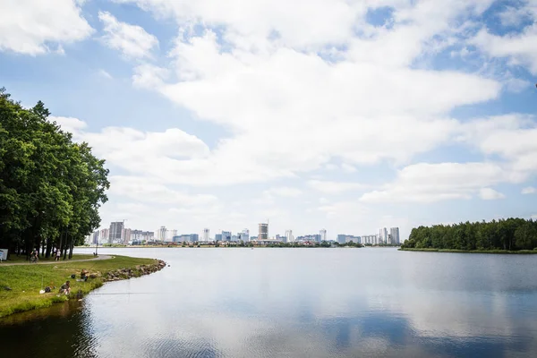 Vista Ciudad Del Río Minsk — Foto de Stock