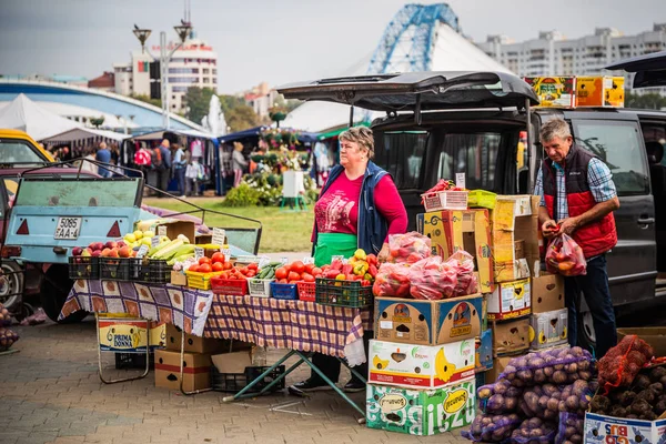 Мінськ Бакалійної Продукції 2018 Сільськогосподарської Ярмарку Центрі Міста — стокове фото