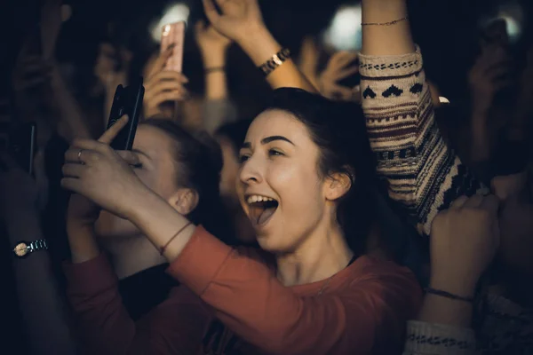 Minsk Belarus Septiembre 2018 Multitud Concierto Foto Estilo Retro — Foto de Stock