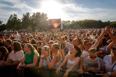 Minsk, Beyaz Rusya - 1 Mayıs 2017: bir rock müzik konserinde kişilik bir kalabalık