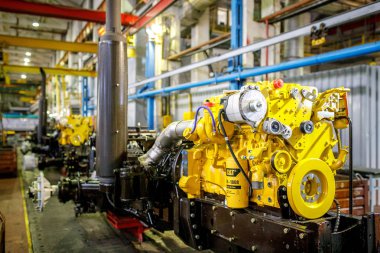 MINSK, BELARUS - DECEMBER 1, 2018: factory for the production of tractors and components for them clipart