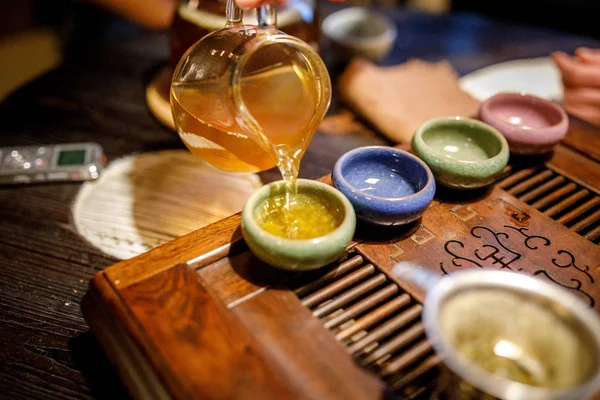 Shen Puer Çay Demleme Işlemi Çay Töreni — Stok fotoğraf