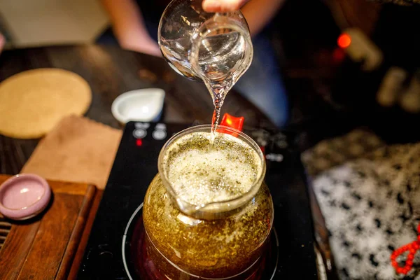 Shen Puer Tea Brewing Process Tea Ceremony — Stock Photo, Image