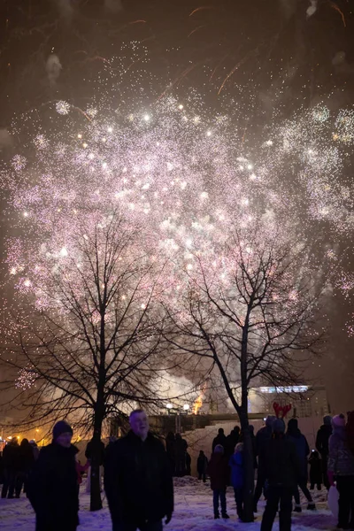 Minsk Weißrussland Januar 2019 Neujahrsfeier Gruß Weihnachtsbaum — Stockfoto