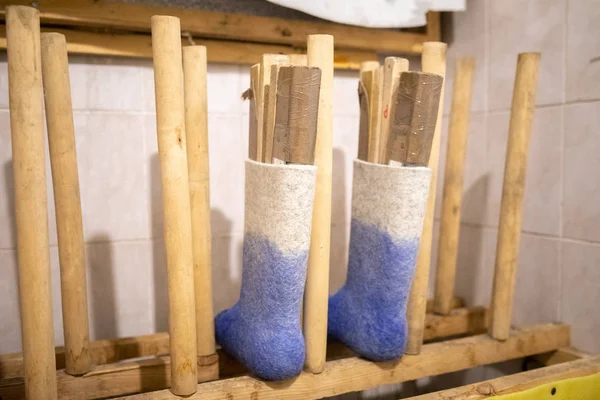 Цех Производству Войлочных Сапог Обуви — стоковое фото