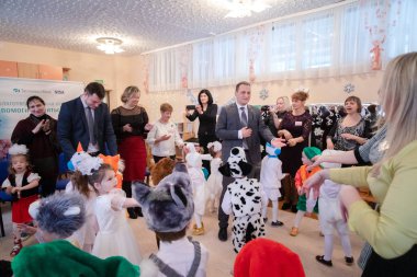 MINSK, BELARUS - 7 YANUARY, 2019: Zhdanovichsky orphanage for orphans with diseases abandoned by their parents clipart