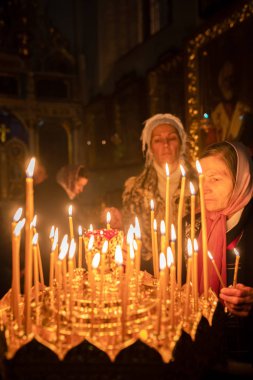 Minsk, Beyaz Rusya - 7 Yanuary, 2019: Ortodoks Kilisesi Noel kutlaması