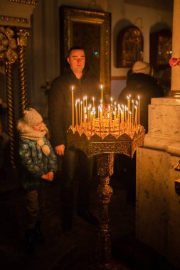 Minsk, Beyaz Rusya - 7 Yanuary, 2019: Ortodoks Kilisesi Noel kutlaması