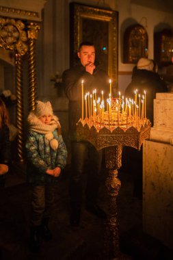 Minsk, Beyaz Rusya - 7 Yanuary, 2019: Ortodoks Kilisesi Noel kutlaması