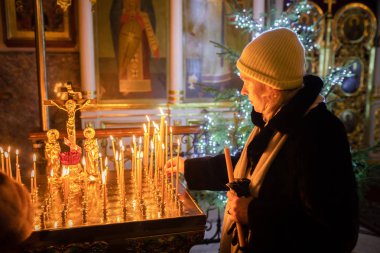 Minsk, Beyaz Rusya - 7 Yanuary, 2019: Ortodoks Kilisesi Noel kutlaması