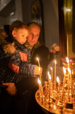 Minsk, Beyaz Rusya - 7 Yanuary, 2019: Ortodoks Kilisesi Noel kutlaması