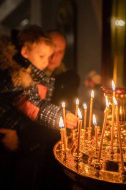 Minsk, Beyaz Rusya - 7 Yanuary, 2019: Ortodoks Kilisesi Noel kutlaması
