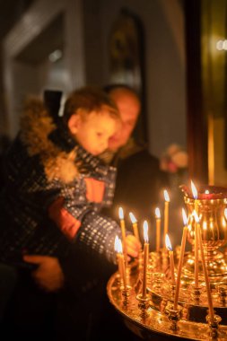 Minsk, Beyaz Rusya - 7 Yanuary, 2019: Ortodoks Kilisesi Noel kutlaması