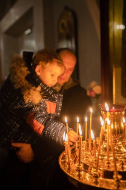 Minsk, Beyaz Rusya - 7 Yanuary, 2019: Ortodoks Kilisesi Noel kutlaması