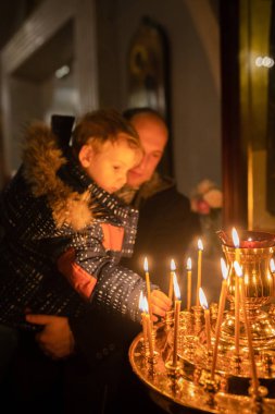 Minsk, Beyaz Rusya - 7 Yanuary, 2019: Ortodoks Kilisesi Noel kutlaması