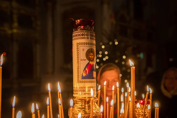 明斯克 白俄罗斯 Yanuuuuuul 2019 东正教庆祝圣诞节在教堂 — 图库照片