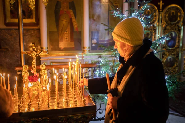 Минск Января 2019 Года Православные Празднуют Рождество Храме — стоковое фото