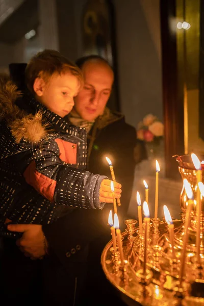 Minsk Belaro Gennaio 2019 Gli Ortodossi Celebrano Natale Chiesa — Foto Stock