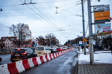 Minsk, Beyaz Rusya - 3 Mart, 2019: trafik reçel şehir merkezi d