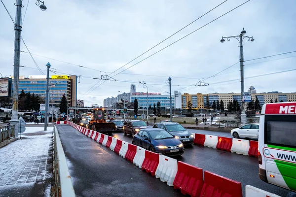 Minsk, Weißrussland - 3. März 2019: Stau in der Innenstadt — Stockfoto