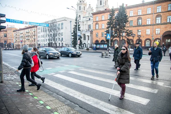 Мінськ - 18 лютого, 2019: сліпа з тростини walki — стокове фото