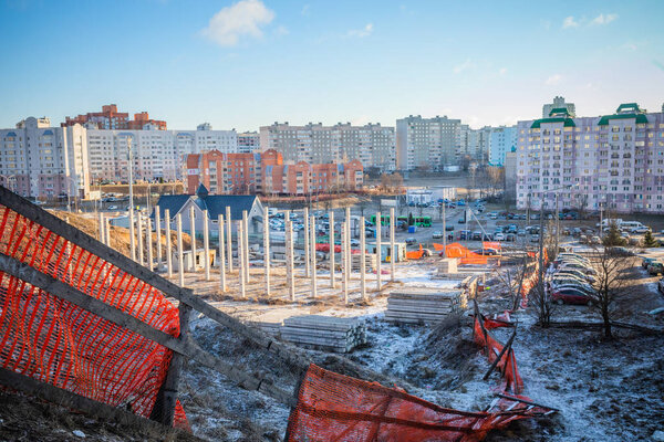 abandoned building site in the city center