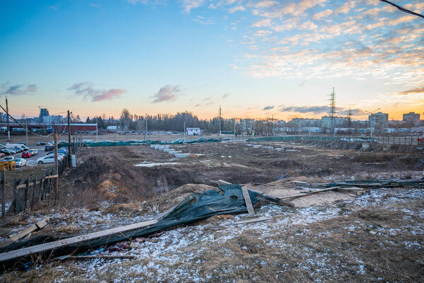 abandoned building site in the city center