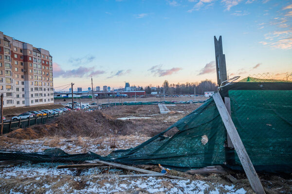 abandoned building site in the city center