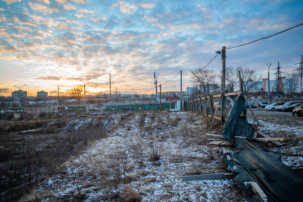 abandoned building site in the city center