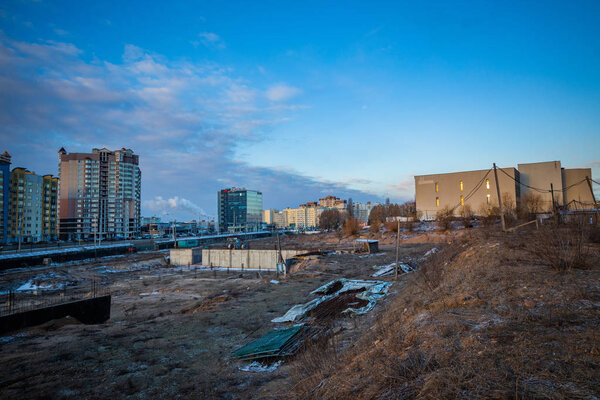 abandoned building site in the city center