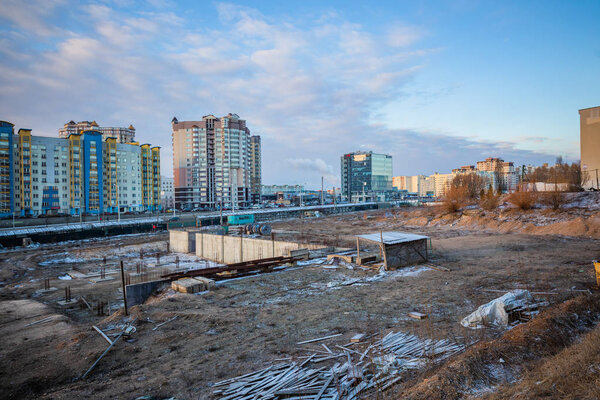 abandoned building site in the city center