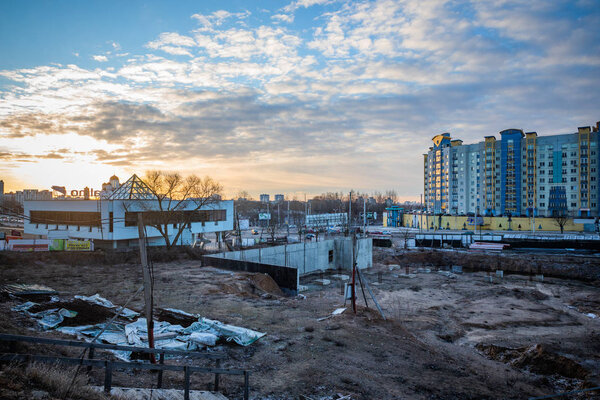 abandoned building site in the city center