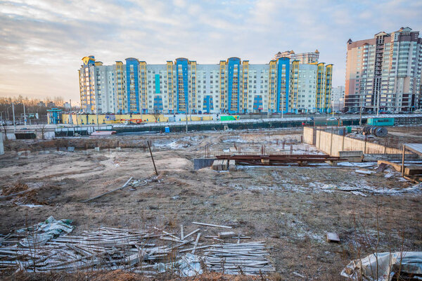 abandoned building site in the city center