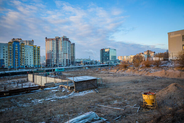 abandoned building site in the city center