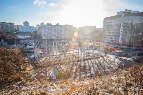 abandoned building site in the city center