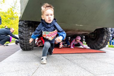 Minsk, Beyaz Rusya - 1 Juny, 2019: çocuklar bir maraton koşmak