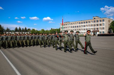 Minsk, Beyaz Rusya - 1 Juny, 2019: Belarus ordusunun askerleri m