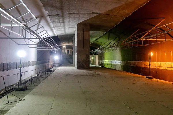 Subway tunnel in construction — Stock Photo, Image