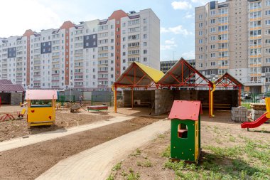 Minsk, Belarus-1 Haziran, 2019: anaokulu inşaatı