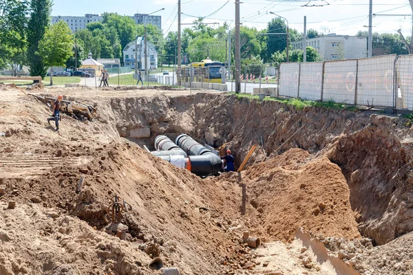 Mińsk, Białoruś-1 czerwca, 2019: praca na tunelu metra — Zdjęcie stockowe