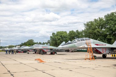 Minsk, Beyaz Rusya - 3 Ağustos 2019: Rusya Hava Kuvvetleri ve Belorussi