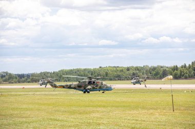 Minsk, Beyaz Rusya - 3 Ağustos 2019: Rusya Hava Kuvvetleri ve Belorussi