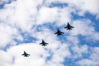 Minsk, Beyaz Rusya - 3 Ağustos 2019: Rusya Hava Kuvvetleri ve Belorussi